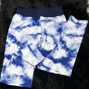 Lucky & Blessed Blue and White Tie-Dye Leggings